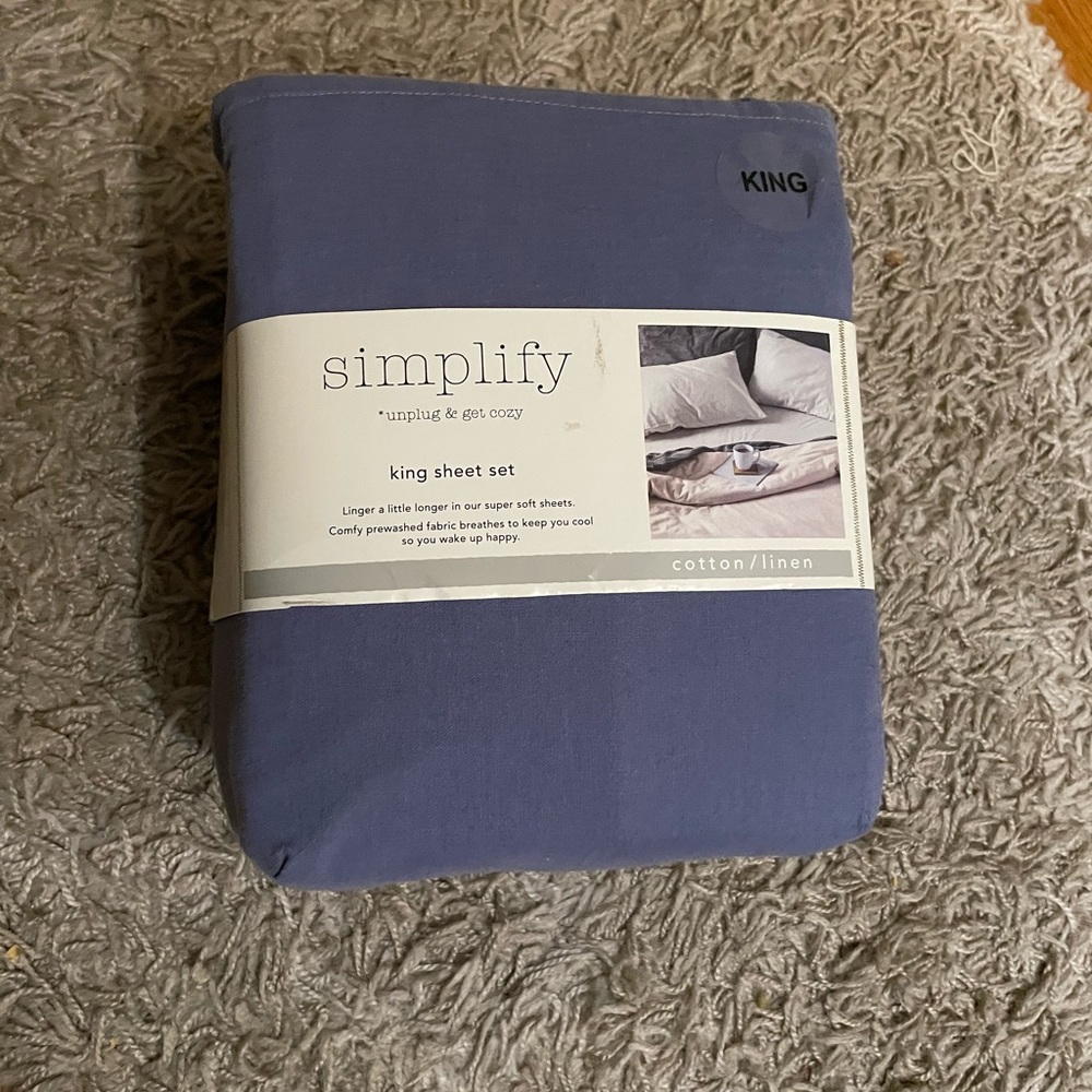Cotton linen king sheet set